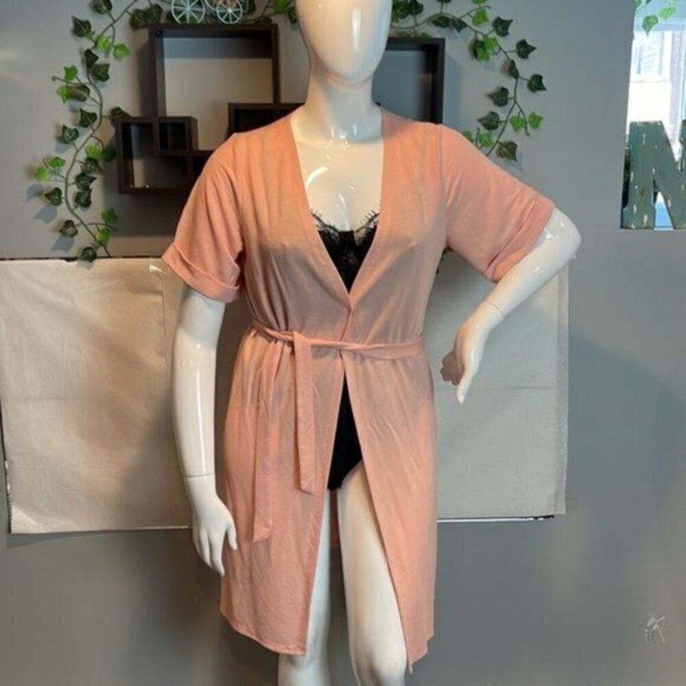 CUPSHE Women's Midi Casual Dress Cover Up V Neck Self Tie Belt Split Size M